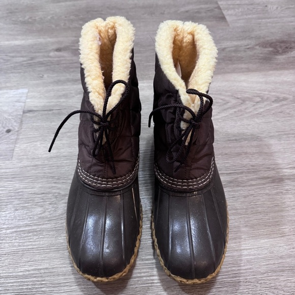 L. L. Bean Boots Brown Quilted Shearling Short Winter Snow Rain Women’s 10 - Picture 3 of 8